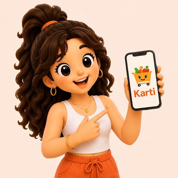 Ana mostrando o Karti no celular